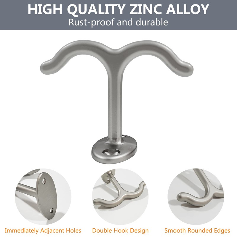 RFORPLY Zinc Alloy Double Prong Ceiling Hook Towel/Robe Clothes Hook
