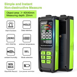 Pinless Wood Moisture Meter MESTEK Drywall Moisture Detector for Lumber Concrete Building Woodworking with Color LCD Display -Wall Moisture Sensor Digital Humidity Tester for Firewood