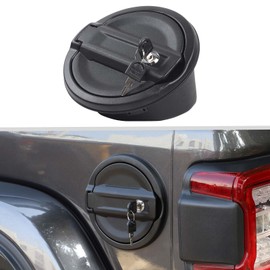 JWWY Fuel Tank Cap with Lock Lockable Key-Lock Fuel Tank Cover Locking Gas Cap Fit for 2018-2024 Jeep Wrangler JL JLU Exterior Accessories 2/4 Door Black Aluminum Alloy