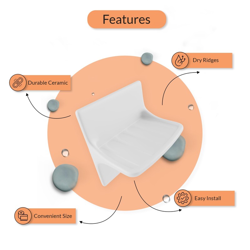 PROPLUS CERAMIC SOAP DISH, GROUT-IN