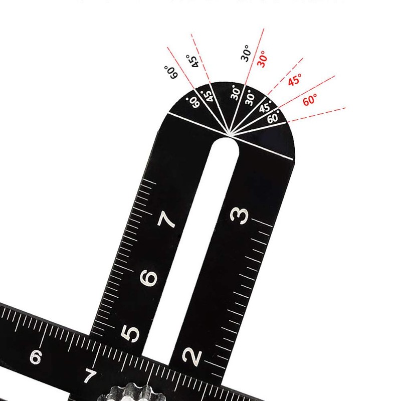NUZAMAS Aluminum Alloy Multi-Angle Ruler, Angle Luiser Instant Template, Metal