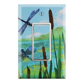 Graphics Wallplates - Cattails and Dragonflies - Single Rocker/GFCI Outlet Wall Plate Cover
