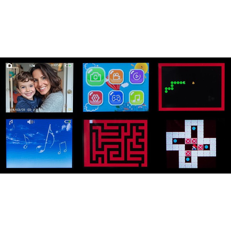 Playtastic Selfie-Kinderkamera, 2''-IPS-Display, 1080p, USB-C, rosa Einhorn-Hülle