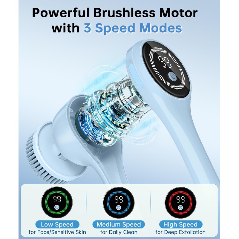 Electric Body Brush Back Scrubber for Shower, Rechargeable Auto Bath