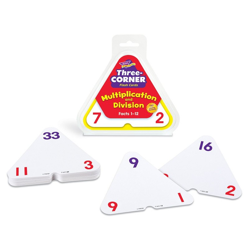 Trend Enterprises: Three-Corner Multiplication and Division Flash Cards, Interactive Self-Checking