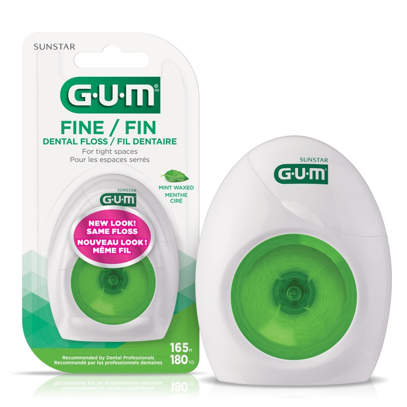 GUM Fine Mint Waxed String Floss, 165M, Pack of 6