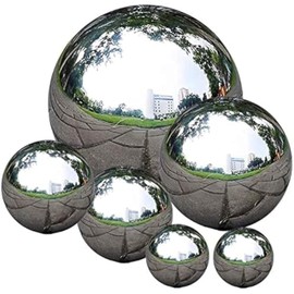zosenda Stainless Steel Gazing Ball, 6 Pcs 50-150 mm Mirror Polished Hollow Ball Reflective Garden Sphere, Floating Pond Balls Seamless Gazing Globe for Home Garden Ornament Decorations (6 Pcs Mix)