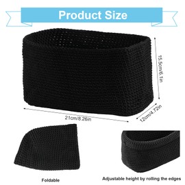 Aufbewahrungskorb Schwarz, Handgewebter Häkelkorb aus Baumwollseil, Stylischer Strickkorb für Deko, Bad Körbchen, Handtuchkorb für Handtücher, Kosmetik, Spielzeug und Bücher (21 × 13 × 15,5 cm)