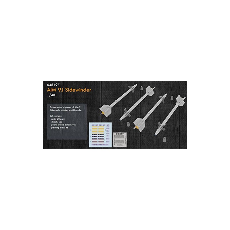 Eduard EDB648197 Brassin 1:48-AIM 9J Sidewinder Missile kit, Various