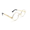 XL Oversized Round Classic Luxury Steampunk Sunglasses (Gold Metallic Frame,