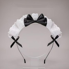 Zenarao Maid Hat, Black Women Girls Lolita Headband Lace Bow Hair Band Maid Anime Cosplay Headwear Ribbon Bowknot Cute Hair Band Party Maid Costume Accessories, Maid Headband