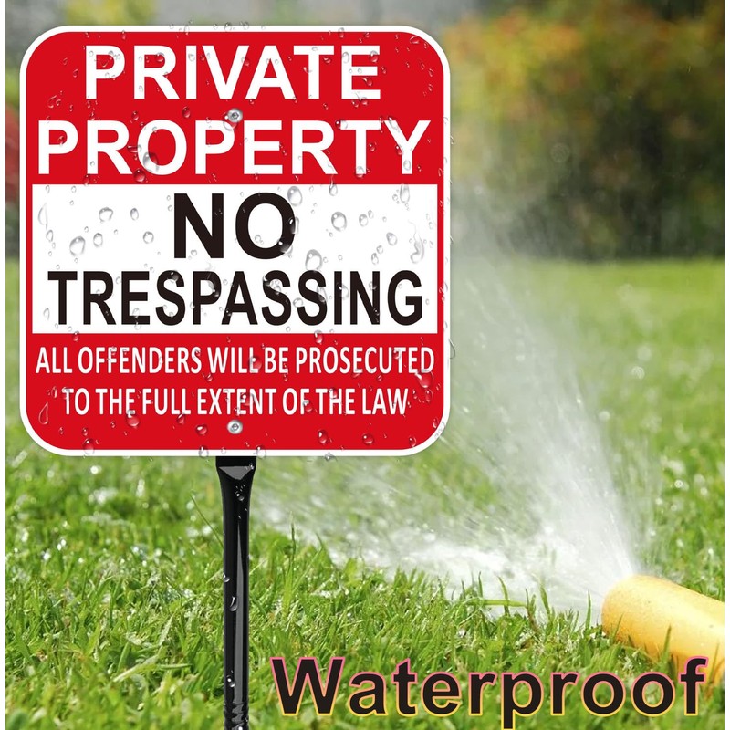 Private Property No Trespassing Sign with 54 Inch Black Metal