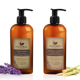 Natural Escapes Lavender & Lemongrass Body Lotion 2-Pack – Hydrating Hand & Body Moisturizer for Dry Sensitive Skin – Vegan Plant-Based Lotion with Ceramides, Aloe Vera & Vitamins – 8oz Each