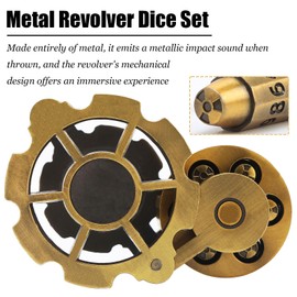 iFCOW Metal Polyhedral Dice Set, 7 Metal Ball Shape Rotating Revolver Cylinder Dice Holder for Warhammer 40K, D&D Zombiecide Table Games