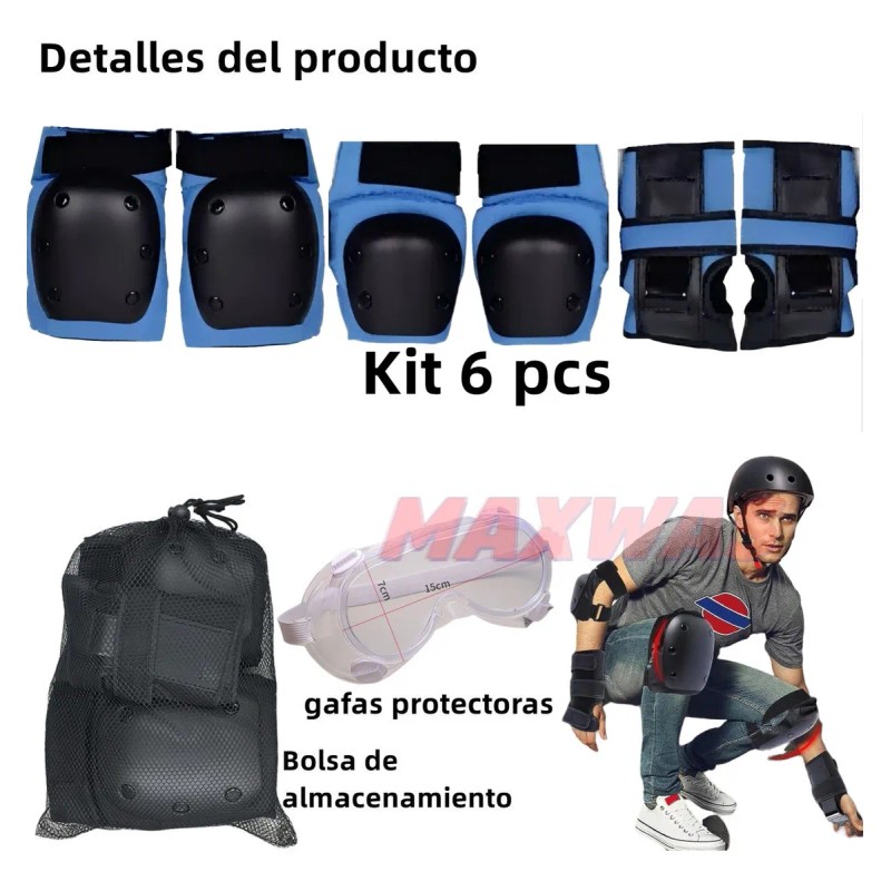 Coderas Rodilleras Protección Patinaje Niño Ajustable,kit 7
