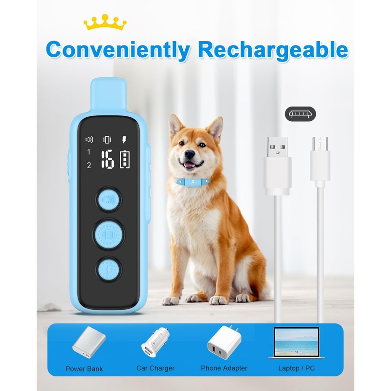 Bousnic Shock Collar for Dogs - Waterproof Rechargeable Dog Electric