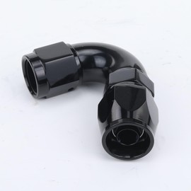 AC PERFORMANCE Black Aluminum 120 Degree -6 AN Female to AN6 Full Flow PTFE Hose End Fitting for Teflon Hose One-Piece Swivel Seal Fuel Pipe Hose Connectors