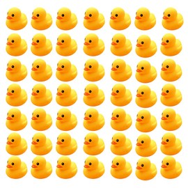 WAMSOLE 50PCS Super Mini Rubber Duck Bath Duck Toys for Toddlers Boys Girls,Squeak and Float Yellow Ducks in Bulk Baby Shower Duck Decorations Party Favors (1.6’’)