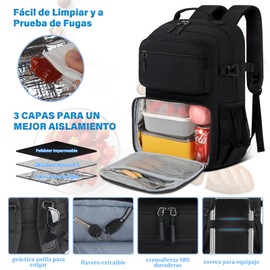 Lubardy Mochilas para Hombre Mujer Mochila para Laptop 15,6 Pulgadas Mochila con Lonchera Mochila para Viaje Antirrobo Mochila Negra Gris de Trabajo