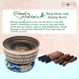 KARMA CRAFTER Singing Bowl Set Kasha Handbeaten Sound Bowl Meditation Set - Select you Chakra - Mantra Itched without Box