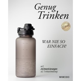 MAMEIDO Drinking Bottle 1 Litre with Straw & Time Marking as Drinking Reminder, Leak-Proof Water Bottle, Sports Bottle, BPA-Free, Gym Water Bottle, Tritan Bottle (Urban Taupe, 1000 ml)