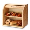 G.a HOMEFAVOR Bread Box, 2 Layer Bamboo Bread Boxes for