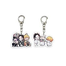 EBTY DREAMS Inc. - Set of 2 Demon Slaye DS Acrylic Keychain Tanjirou Kamado, Zenitsu Agatsuma, Inosuke Hashibira v1