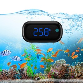 Aquarium Thermometer Aquarium Accessories Mini Glue Thermometer Aquarium Digital Water Thermometer with LED Touch Display Aigital Wireless Water Thermometer for Freshwater Marine Aquariums