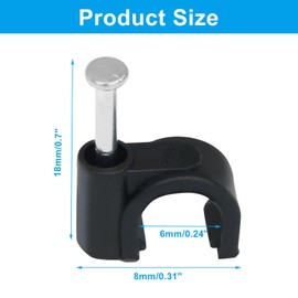 Dijedev 200Pcs Nail in Cable Clips, 7mm Cable Wire Clips, Black Coaxial Nail Clamps, Cable Nails for Wall, Cords Cable Management