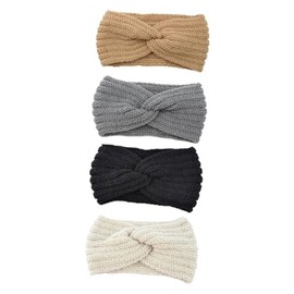4 Piezas Diademas Tejidas Para Cabello Mujer Banda Ancha Antideslizante Cálida Protección De Orejas Para Actividades Al Aire Libre Invierno