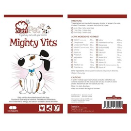 Mighty Vits - Premium Quality Formula - Essential Vitamins & Minerals for Dogs ensuring Optimum Health & Wellbeing - 120 Tablets up to 240 Days Supply
