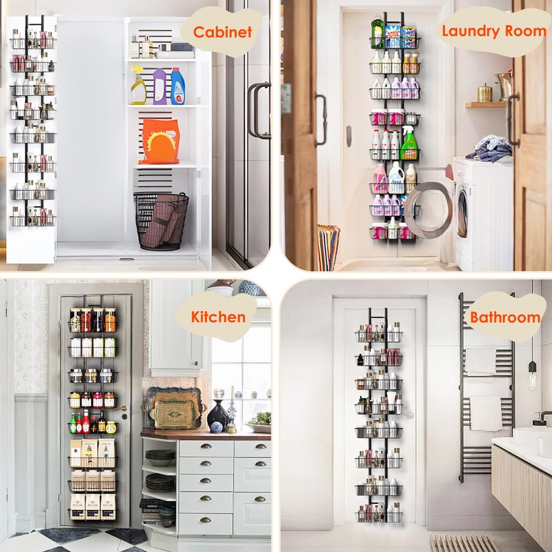 LUXEAR Over the Door Pantry Organizer Adjustable, 8 Tiers