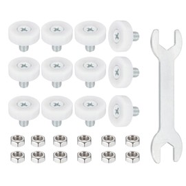 sourcing map 19 mm Drawer Rollers Wheel Cabinet Positioning Sliding with Screw Wrench for File Document Drawers DIY Replacement Parts White, 12 Pcs