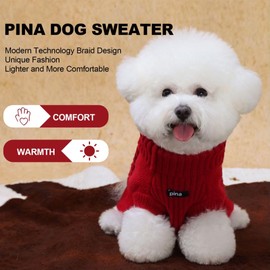PINA Dog Sweater, Turtleneck Dog Sweater Classic Cable Knit, Dog Pullover Sweater Classic Warm Windproof, Puppy Sweater Winter Clothes for Small Medium Large Dogs