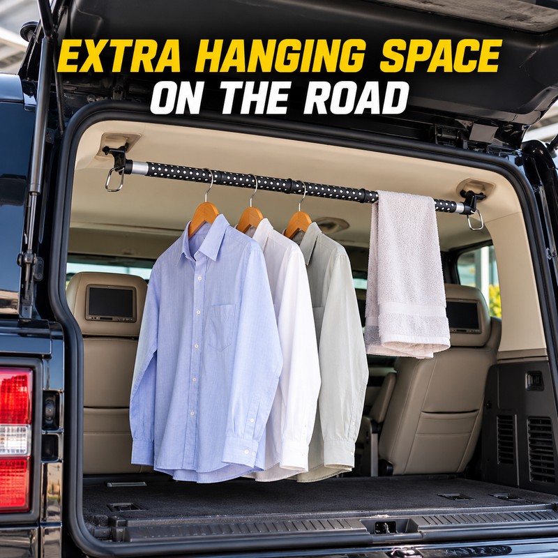 Adjustable Car Clothes Hanging Rod, 35.8-64.4 Inch Retractable Interior Garment