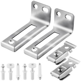 Bi Fold Door Hardware Set, 2 Packs of Louver Door Hardware, Contains Top and Bottom Pivots, Brackets and Guide Wheel Bi Fold Closet Door Hardware Repair Kit Silvery and White