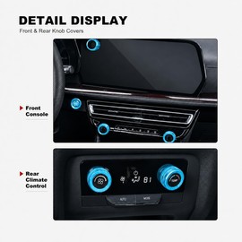 for 2024-2026 2027 Chevy Traverse Accessories, 7PCS Aluminum Alloy Knob Cover Trim Set, Interior Control Knob Rings with Enhanced Grip (Turquoise Blue)