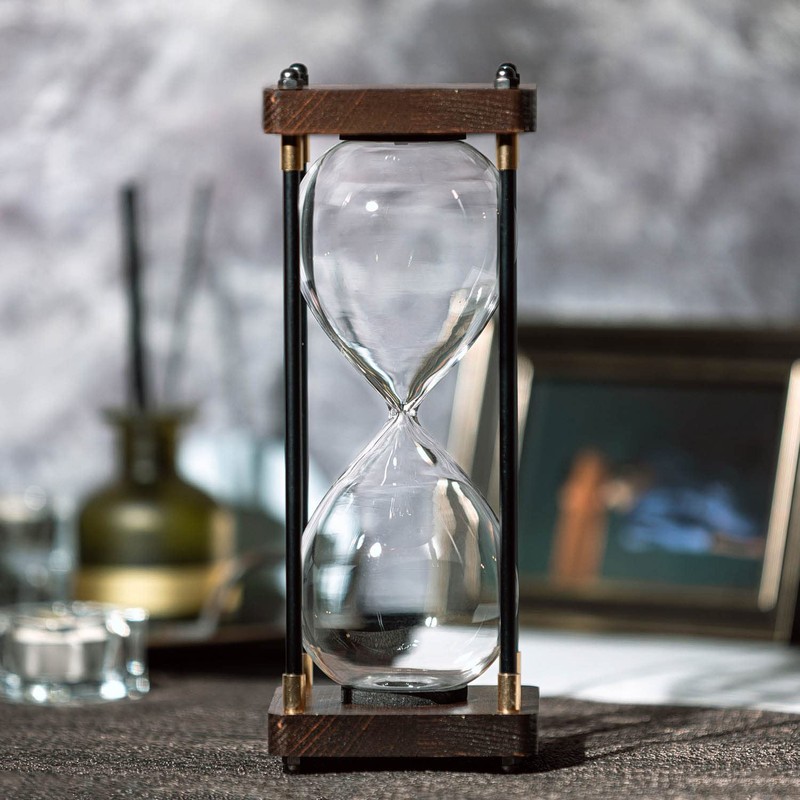 Large Fillable Hourglass Timer Sand Clock, Decorative Wooden Empty Hourglass