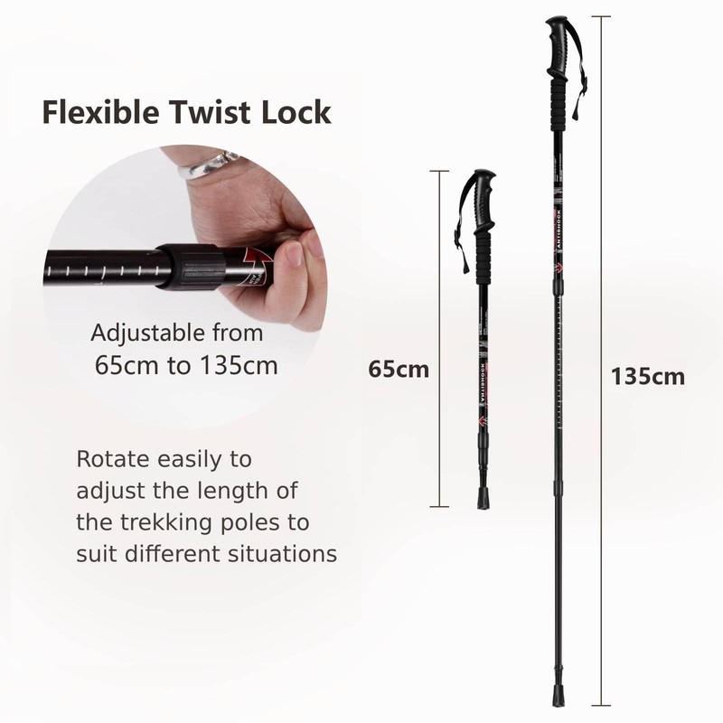 SPOTRAVEL Telescopic Trekking Poles, 2 Pack Aluminum Hiking Sticks, Lightweight