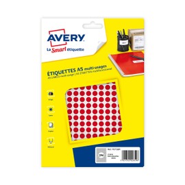 Avery 2940 – ø8 mm – Sheet A5 pads – Red (pet08r)