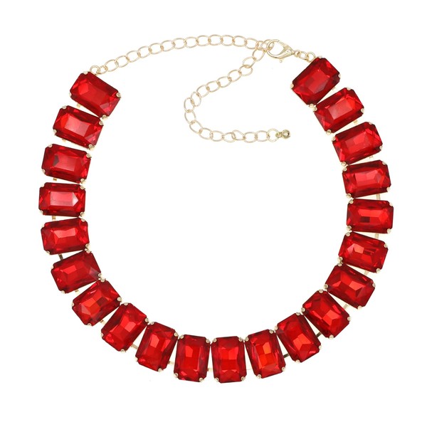 Crystal Rhinestone Gemstone Choker Collar Necklace for Women Sparkly Colorful
