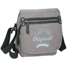 J Jones Messenger Bag Shoulder Bag Made of Canvas 9 or 13 Litre Volume Grey or Beige Natural, Grey Small