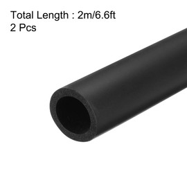sourcing map 2pcs 2m/6.6ft Pipe Insulation Tube 7/8 inch(22mm) ID 32mm OD Foam Tubing for Handle Grip Support, Black