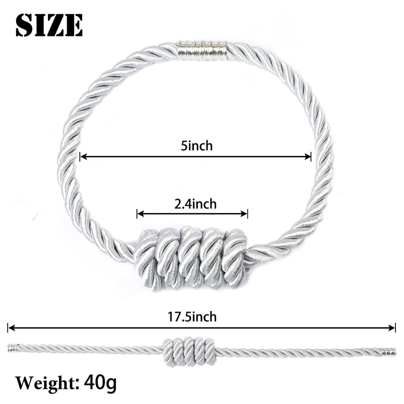 BEL AVENIR Magnetic Curtain Tiebacks, Decorative Drapery Holdbacks Modern Woven