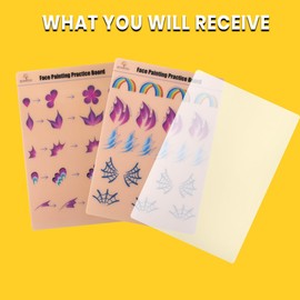 Bowitzki face painting practice board, reusable colorful face paint practice board,painting makeup exercise template A4 size (#3)