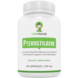 Cápsulas de Pterostilbene de 150 mg de VitaMonkTM – Sin rellenos artificiales – Suplemento Trans-Pterostilbene última intervensión de soja que promuev