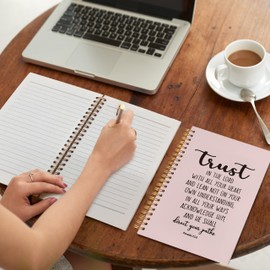 Christian Notebook, Trust in the Lord with All Your Heart Bible Journaling Notebook, Christian Journals for Women, Church Notes Notebook, Prayer Journal, Hardcover Spiral Notebook 5.5x8.3 Inch