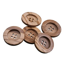 Pack of 10 Beautiful Wooden Buttons 4 Holes Made in Europe Natural Grain Wooden Button Unpainted (25 mm)