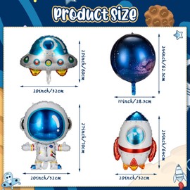 8 Pieces Galaxy Space Balloons Large Outer Space Cartoon Balloons Inflatable Rocket Astronaut Earth Spaceship Planet Balloons Space Themed Party Supplies for Galaxy Birthday Party Photo Booth