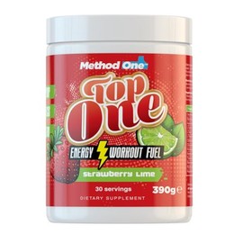 METHOD ONE Top One Pre Workout Powder, 390g, High Caffeine, High Energy, Mental Focus (Strawberry Lime)